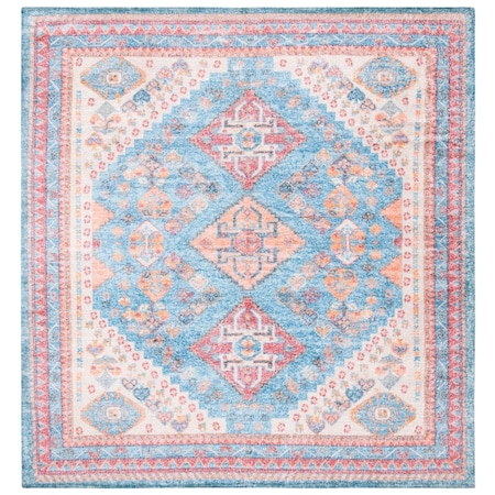 Safavieh 6 x 6 ft. Saffron Square Power Loomed Area RugBlue & Rust SFN556M-6SQ